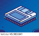 Isometric Floppy Disk. Diskette on Blue Background. Стоковая иллюстрация, иллюстратор Игорь Сорокин / Фотобанк Лори