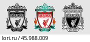 Эмблема футбольного клуба Ливерпуль. Гравировка. The Emblem of Liverpool. Football club. Engraving print. Редакционная иллюстрация, иллюстратор Гербы Флаги / Фотобанк Лори