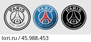 Эмблема футбольного клуба Пари Сен-Жермен. ПСЖ. Гравировка. The Emblem of Paris Saint-Germain. PSG. Engraving print. Редакционная иллюстрация, иллюстратор Гербы Флаги / Фотобанк Лори