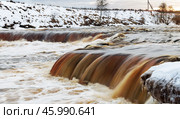 Тосненский (Гертовский) водопад зимой. Ленинградская область. Стоковое фото, фотограф Головкова Елена / Фотобанк Лори