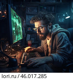 Геймер играет в игру. Стоковое AI-изображение, AI-художник Смирнова Светлана / Фотобанк Лори