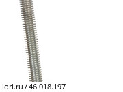 Long metal screw isolated on a white background. Стоковое фото, фотограф Елена  Попкова / Фотобанк Лори