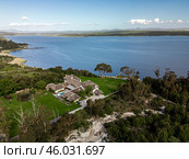 October in Hermanus Klein River Lagoon, Kleinriversvlei, South Africa. Aerial drone photo (2023 год). Стоковое фото, фотограф Екатерина Якименко / Фотобанк Лори