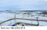 Oil field in the far north of Russia in winter, mining in harsh conditions, top view, Стоковое фото, фотограф Коханова Наталья / Фотобанк Лори