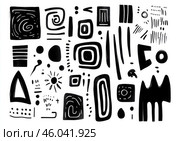Вариации абстрактных черных рисунков на белом фоне. Графический рессурс. Стоковое AI-изображение, AI-художник Ярославский Максим / Фотобанк Лори