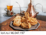 Nath, Chak Chak - Tatar national dessert. perfect for dessert blogs, street food blogs, recipe sites and Ramadan cultural food demonstrations. Стоковое фото, фотограф Оксана Медведева / Фотобанк Лори