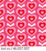 Бесшовный фон с сердечками. Текстура ткани и бумаги. Seamless pattern with hearts. Fabric and paper design texture. Стоковая иллюстрация, иллюстратор Ирина Щербакова / Фотобанк Лори