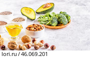 Vegan sources of omega 3 and unsaturated fats. Стоковое фото, фотограф Татьяна  Бральнина / Фотобанк Лори
