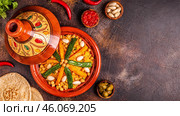 Vegetable tagine with almond and chickpea couscous. Стоковое фото, фотограф Татьяна  Бральнина / Фотобанк Лори
