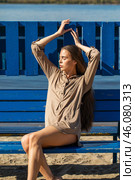 Portrait of a young beautiful brunette girl. Стоковое фото, фотограф Андрей Аркуша / Фотобанк Лори