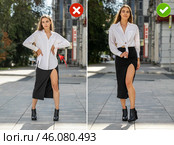 Common mistakes in female posing and how to avoid them. Photo poses. Стоковое фото, фотограф Андрей Аркуша / Фотобанк Лори