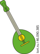 St. Patrick's Day, mandolin guitar, Irish folk musical instruments, retro vintage style, simple vector flat linear icon isolated on a white transparent background. Стоковая иллюстрация, иллюстратор Светлана Леуто / Фотобанк Лори