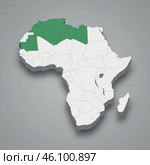 Arab Maghreb Union location within Africa 3d isometric map. Стоковая иллюстрация, иллюстратор Максим Гребешков / Фотобанк Лори