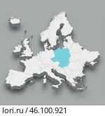 Visegrad Group location within Europe 3d map. Стоковая иллюстрация, иллюстратор Максим Гребешков / Фотобанк Лори