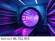 Modern technology hyperbaric oxygen chamber hbot in hospital rehab clinic. Стоковое AI-изображение, AI-художник Иван Рябоконь / Фотобанк Лори
