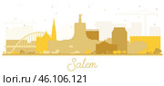 Salem Oregon City Skyline Silhouette with Golden Buildings Isolated on White. Стоковая иллюстрация, иллюстратор Игорь Сорокин / Фотобанк Лори