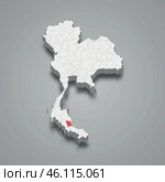 Phatthalung province location Thailand 3d map. Стоковая иллюстрация, иллюстратор Максим Гребешков / Фотобанк Лори