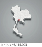 Samut Prakan province location Thailand 3d map. Стоковая иллюстрация, иллюстратор Максим Гребешков / Фотобанк Лори