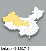 Northwest region location within China map. Стоковая иллюстрация, иллюстратор Максим Гребешков / Фотобанк Лори
