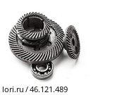 Gear metal wheels, isolated on white background. Стоковое фото, фотограф Сергей Толмачёв / Фотобанк Лори