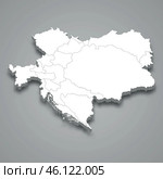 3d isometric map of Austria-Hungary isolated with shadow. Стоковая иллюстрация, иллюстратор Максим Гребешков / Фотобанк Лори