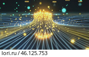 Golden server transmitting data through network cables. Стоковое AI-видео, аниматор Юрий Поздников / Фотобанк Лори