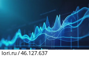 Blue line graph with numbers and dots on it. Стоковое AI-видео, аниматор Sergey Grishin / Фотобанк Лори