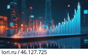Blue line graph with a red dot in the middle. Стоковое AI-видео, аниматор Sergey Grishin / Фотобанк Лори