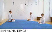 martial arts training aikido or judo. Стоковое видео, видеограф Igor Skripachev / Фотобанк Лори