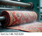 Automatic washing and cleaning of carpets. Industrial line for washing carpets. Стоковое AI-изображение, AI-художник Евгений Ткачёв / Фотобанк Лори