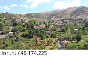 Scenic view of residential private houses in a valley in the mountainous region of Faraya. Republic of Lebanon. Стоковое видео, видеограф Евгений Ткачёв / Фотобанк Лори