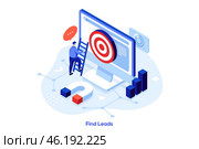 Find leads isometric concept vector illustration. Стоковая иллюстрация, иллюстратор Андрей Красовицкий / Фотобанк Лори