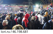 Sremska Mitrovica, Serbia 15.02.2025: Speech by Aleksandar Vucic, Serbian statesman and politician, President of the Republic of Serbia. Supporters gathered at rally, waving flags and chanting slogans (2017 год). Редакционное видео, видеограф Юлия Петровская / Фотобанк Лори