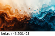 Abstract background with smooth color transitions. Blue, purple, pink, orange,  yellow hues create sense of movement. waves that flow into each other.lots of small balls that add texture and volume. Стоковое AI-изображение, AI-художник Светлана  Громак / Фотобанк Лори