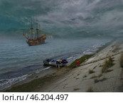Берег моря. Стоковая иллюстрация, иллюстратор Евгений Кириченко / Фотобанк Лори