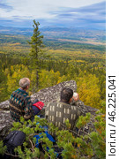 the endless Ural Taiga among the mountains and ridges on a summer day. Стоковое фото, фотограф Акиньшин Владимир / Фотобанк Лори