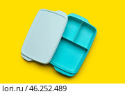 Empty school lunchbox on color background. Стоковое фото, фотограф Pixel_shot / Фотобанк Лори