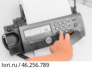 Fax machine, office equipment on white table. Стоковое фото, фотограф Сергей Толмачёв / Фотобанк Лори