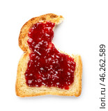 Bitten toast with jam on white background. Стоковое фото, фотограф Pixel_shot / Фотобанк Лори