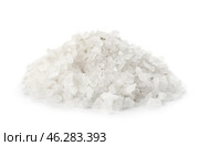 Heap of iodized salt on white background. Стоковое фото, фотограф Pixel_shot / Фотобанк Лори