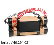 Bomb with timer on white background. Стоковое фото, фотограф Pixel_shot / Фотобанк Лори