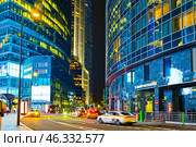 Бизнес-центр "Москва-Сити". Ночной вид (2024 год). Стоковое фото, фотограф Александр Тараканов / Фотобанк Лори