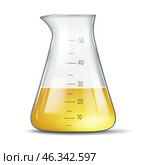 Glass Laboratory Beaker with Yellow Liquid. Стоковая иллюстрация, иллюстратор Андрей Апоев / Фотобанк Лори