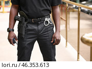African-American security guard outdoors. Стоковое фото, фотограф Pixel_shot / Фотобанк Лори