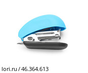 Blue stapler isolated on white background. Стоковое фото, фотограф Pixel_shot / Фотобанк Лори