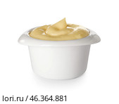 Ramekin with tasty vanilla pudding isolated on white background. Стоковое фото, фотограф Pixel_shot / Фотобанк Лори