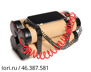 Bomb with timer on white background. Стоковое фото, фотограф Pixel_shot / Фотобанк Лори