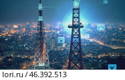 Cityscape with a lot of blue and white squares and a few red squares. Стоковое AI-видео, аниматор Sergey Grishin / Фотобанк Лори