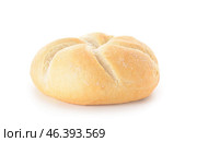 Delicious kaiser roll on white background. Стоковое фото, фотограф Pixel_shot / Фотобанк Лори