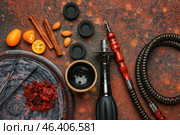 Composition with parts of hookah on grunge background. Стоковое фото, фотограф Pixel_shot / Фотобанк Лори
